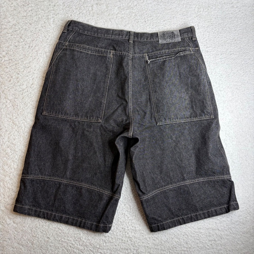 Marithe Francois Girbaud Vintage Y2K Black Denim hiphip Shorts Mens 42 Baggy